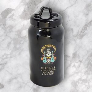 Rae Dunn Disney Pixar CoCo Ernesto “Seize Your Moment” Black Canister With Lid